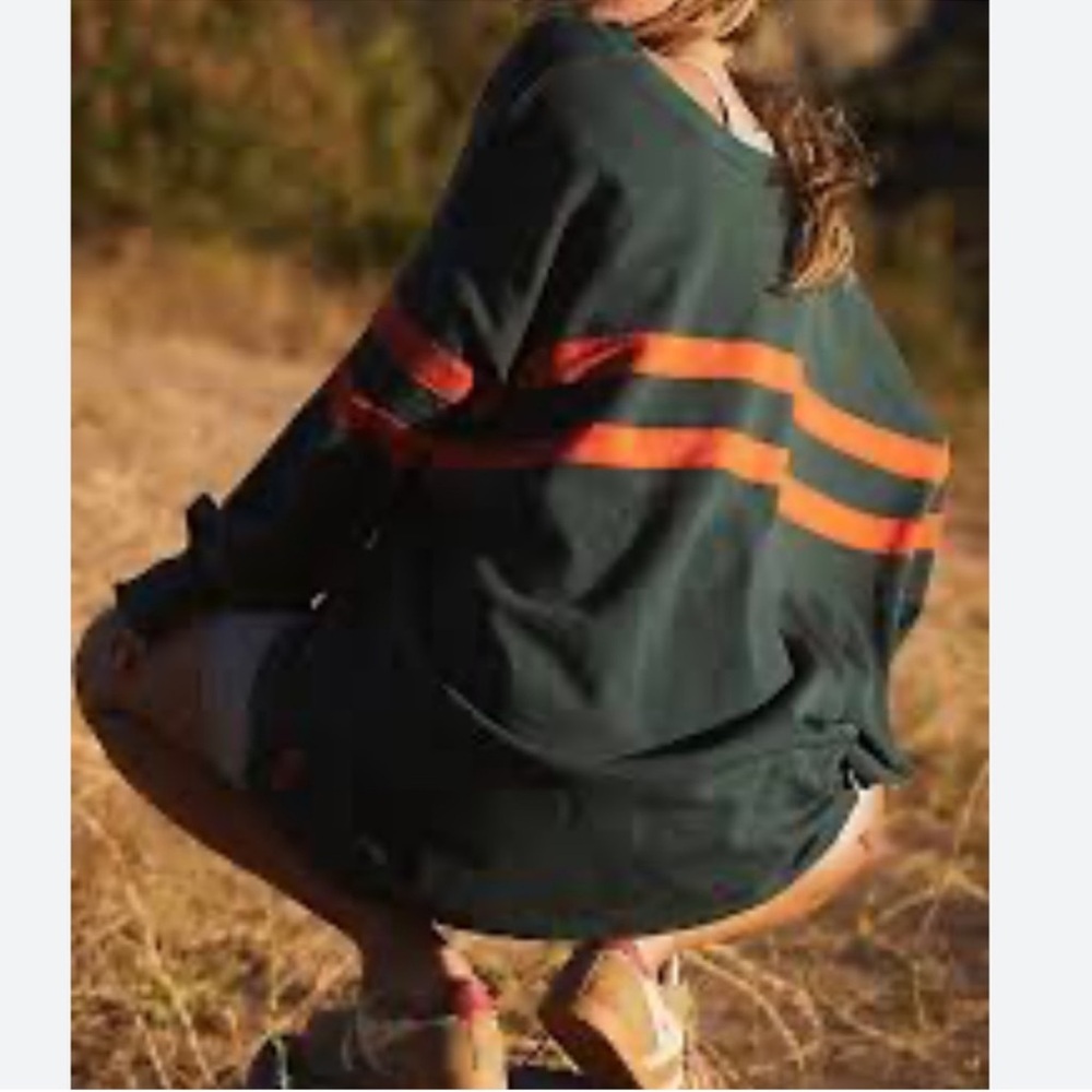 Free People Post Up Layer Pacific Green Oversized Sweatshirt Tunic Size Medium - Picture 3 of 14